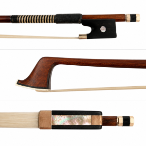 AS01/ 55 Antique  German violin bow. Pernambuco stick. Gold mounted with gold three-part button.